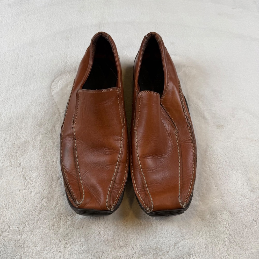 Bartoli Made in Italy Men's Brown Leather Square Toe Slip On Loafers size‎ 12